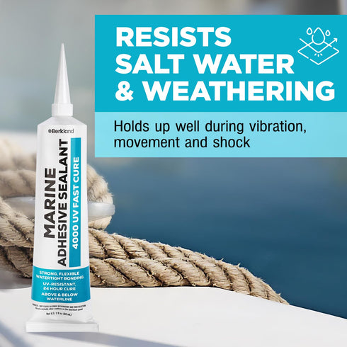 3 oz Marine Adhesive Sealant 4000/4200 Fast Cure UV (White) - Sem-Permanent, Flexible Bonding and Sealing - UV Resistant, above & below Waterline ...