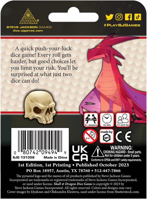 Steve Jackson Games Skull and Dragon Dice Game...