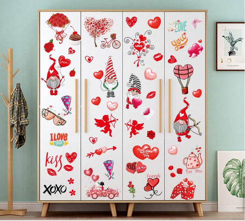 Valentine's Day Window Clings Decorations, 9 Sheets Window Stickers Decals for Home, Office, Love Heart Decals Ornaments Birthday, Wedding, Annive...