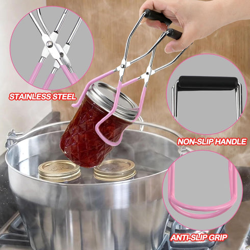 Home Canning Supplies Starter Kit, Food Grade Stainless Steel Canning Tools with Jar Lifter Tongs, Funnel, Labels, Magnetic Lid Lifter, Essential ...