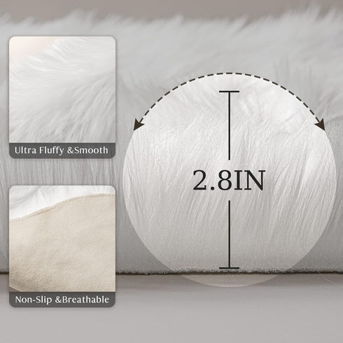 Ashler Faux Fur Rug, Black Area Rugs, Fluffy Sheepskin Fur Rug, Fuzzy Ultra Soft 2 x 6 Ft Rugs, Machine Washable Shag Rug, Nursery Throw Rugs for ...