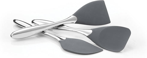 nambe Curvo Slanted Spatula | 12 Inch Heat Resistant Kitchen Turner Spatula for Cooking | Made of Stainless Steel and Silicone | Designed by Steve...