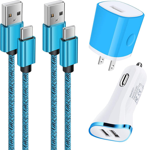 USB Fast Charger Kit for Google Pixel 8a/8/8pro/7/7a/6pro/6a/5/4a/3/3a/3XL/2, Wall Charger Plug+Car Phone Charger+2X Nylon-Braided USB A to USB C ...