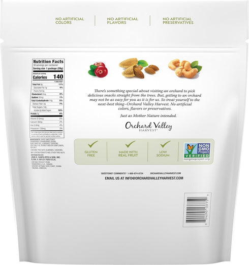 Orchard Valley Harvest Cranberry Almond Cashew Trail Mix, 1 oz (Pack of 30), Cranberries, Almonds, and Cashews, Non-GMO, No Artificial Ingredients...