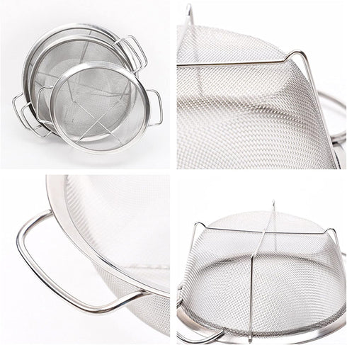 Stainless Steel Mesh Colander Strainer Basket, 2.5 Quart Fine Mesh Net Colander with Heavy Duty Handles & Wide Rim & Resting Feet for Strain, Drai...