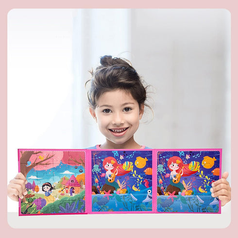 Magnetic Puzzles for Kids Ages 3 4 5, Mermaid Animal Wooden Jigsaw Puzzles Book for Toddlers, Travel Games, Fairy Tale Preschool Educational Learn...