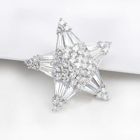 Women's Crystal Cubic Zirconia Winter Snowflake Star Shell Pearl Flower Brooch Pins Christmas Holiday Pendant Jewelry Clear Silver...