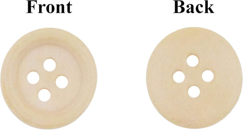 Unfinished Wooden Buttons - Round Wood Buttons for Crafts Sewing Sweater by Mandala Crafts Bulk 40 PCs 25mm 1 Inch Button with 4 Holes...
