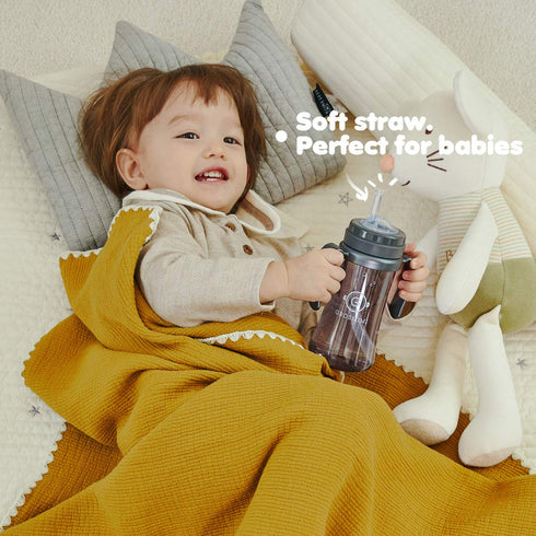 GROSMIMI Spill Proof no Spill Magic Sippy Cup with Straw with Handle for Baby and Toddlers, Customizable, PPSU, BPA Free 10 oz (Sky blue)...