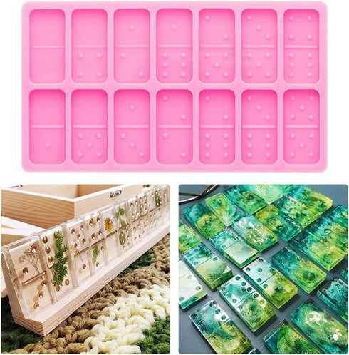 2PCS/Set Professional Size Domino Mold for Resin Casting, Silicone Game Mould, Super Shiny Epoxy Resin Molds...