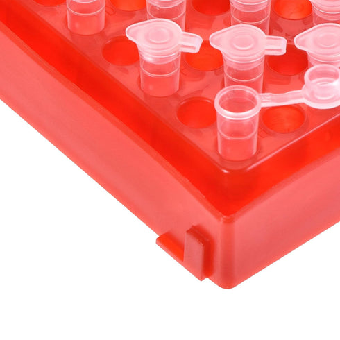 uxcell Centrifuge Tube Rack Storage Box, 96-Well 5.5mm Hole Dia Polypropylene Holder for 0.2ml Microcentrifuge Tubes Vials Samples, Blue Yellow Re...