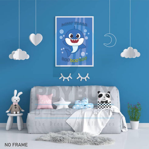PoyBux Design,Baby Shark Art Poster Drucke, Set von 6 (ungerahmt) (20.3x25.4 cm), Kinderzimmer-Wandkunst-Dekoration, Kinderzimmer Heimdekoration.,...