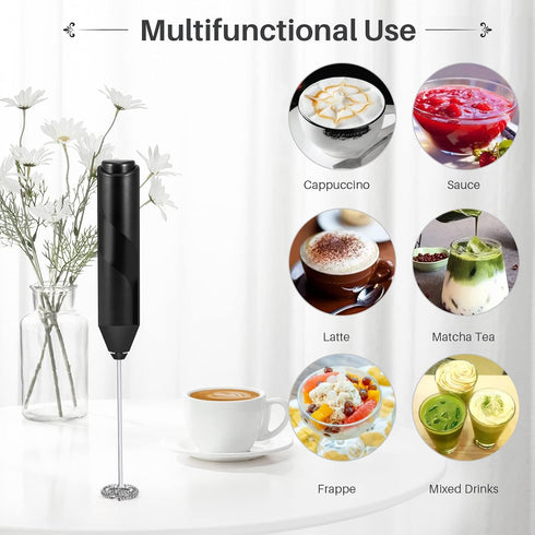 Electric Milk Frother for Coffee, Battery Powered Foam Maker, Mini Mixer and Coffee Blender, Handheld Milk Frother Wand, Birthday Gift for Boyfrie...