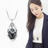 Long Chain Necklace for Women Crystal Sweater Triple Stack Zirconia Pendant Rhombic Rhinestone Pendant Necklace-Silvertone Fashion Jewelry for Wom...