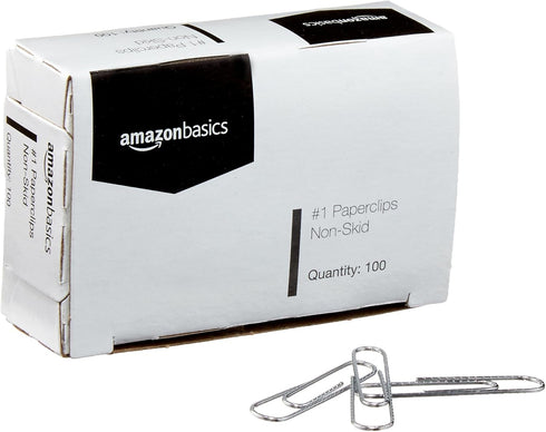 Amazon Basics No. 1 Paper Clips, Nonskid, 1000 Count (10 Pack of 100), Silver...