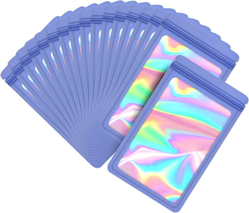 100-pack 2×2 inch mylar bags with clear window holographic resealable sealable packaging zip bag for small bussiness jewelry candy sample food pac...