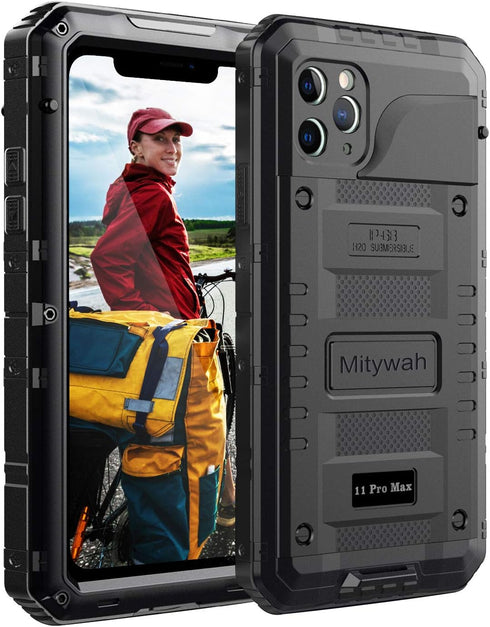 Mitywah Waterproof Case for iPhone 11 Pro Max, Heavy Duty Military Grade Metal Case Built-in Screen Protection, Full Body Protective Rugged Defend...