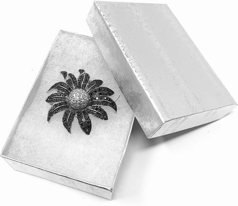 RJ Displays 6 Pack Silver Foil Paper Cotton Filled Lidded Jewelry Gift Box Jewelry Set Necklace, Belt Buckle, Pendant, Brooch, Bracelet, Bangle, a...