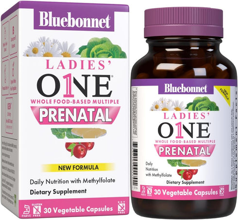 Bluebonnet Nutrition Ladies’ One Prenatal Whole Food-Based Multiple, Daily Nutrition*, Prenatal & Postnatal Health*, Non-GMO, Kosher, Gluten-Free,...