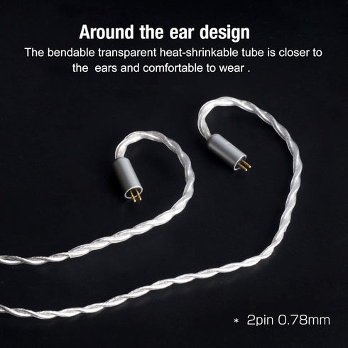 okcsc Earphone Upgrade Cable,0.78mm 2pin Earbuds Replacement Cord,4 Cores OFC Silver Plated Earphones Audio Adapter for KZ ES4 ED16 ZS5 ZS6 ZSR ZS...