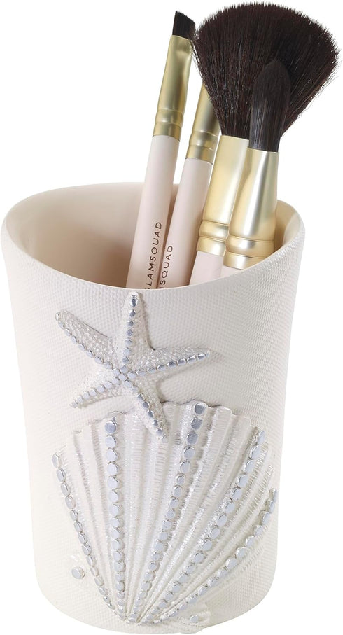Avanti Linens - Tumbler, Countertop Organizer, Seashell Inspired Bathroom Accessories, Guest Bathroom Essentials (Sequin Shells Collection)...
