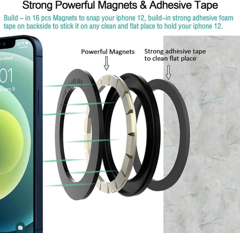 Magnetic Mag-Safe Car Wall Mount Magnet for iPhone 12/13/Pro/Pro Max - 2 Pack......