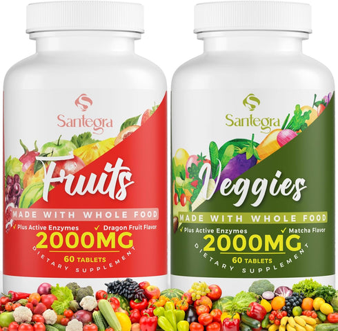 2000 MG Fruits and Vegetables Supplements, Natural Balance Over 35+ Fruits and Vegetables, 100% Whole Food Superfoods Fruit and Veggies Supplement...