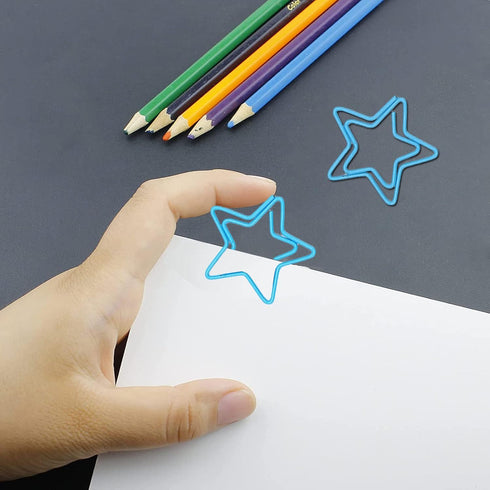 Star Paper Clips, 100pcs Blue Star Paper Clips Bookmarks Cute Paper Clips Small Paperclips for Office School Paper Files Organizing...