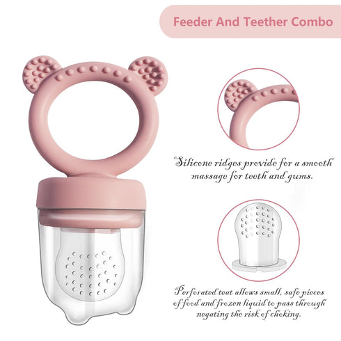 Big spinach Silicone Freezer Tray Baby Fruit Feeder Food Teething Set Must-Have Pacifiers and Food Storage Containers for Babies 6 Months and Up...