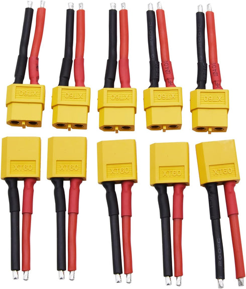 Blomiky XT60H 5 Pairs Female and Male 14AWG Silicon Wire Extention Deans XT60 Plug Connector for RC Cars Drone Lithium Battery XT60 Plug 5...
