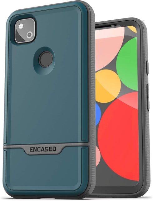 ENCASED Pixel 4a Case with Screen Protector (Rebel Shield) Rugged Full Body Protective Cover with Build-in Screen Guard for Google Pixel 4a - Blue...