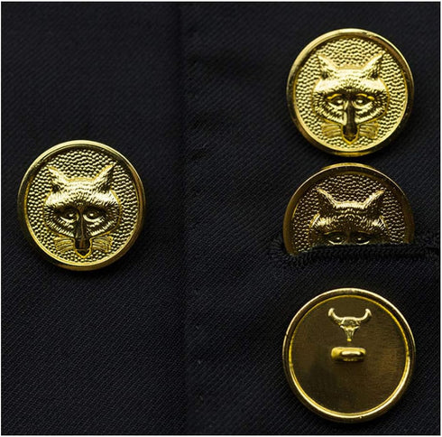 Duolai Senior Gold Fox Head Relief Round Shape Buttons, Metal Texture British Style Uniform Suits Woolen Coat Jacket Casual Clothes Sewing Button ...