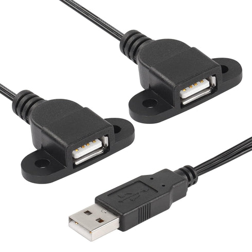 SinLoon USB 2.0 Charging Cable USB 2.0 Y Splitter USB 2.0 Male to Dual USB Female Panel Mount Charging Cable for Wine Cabinet, Hotel,Furniture, In...