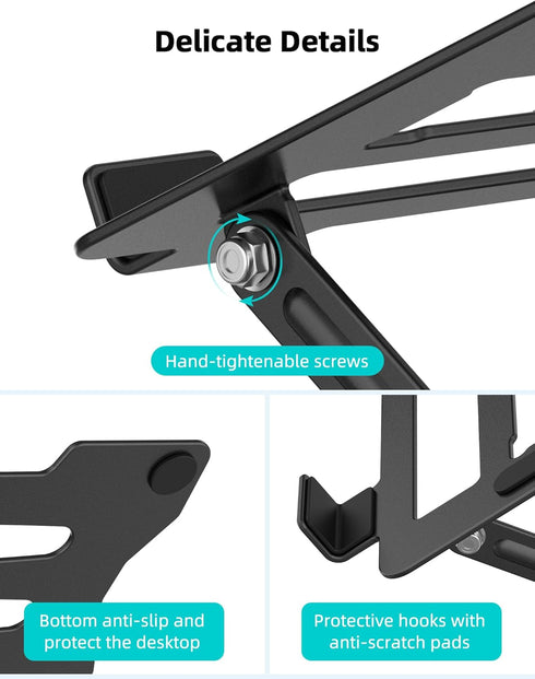 Laptop Tablet Stand, Universal Adjustable Carbon Steel Laptop Computer Stand, Ergonomic Foldable Portable Desktop Tray Cooling Holder Compatible w...