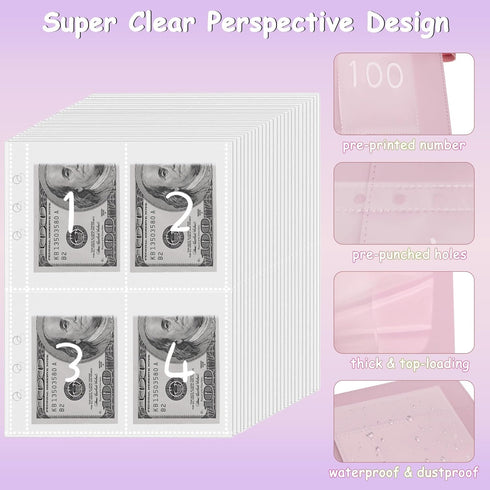 100 Envelopes Money Saving Challenge Binder to Save $5,050, 500, 10,000, A5 Budget Planner Savings Binder Challenge Book with Cash Envelopes for B...
