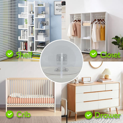 15 Pair Furniture Anchors for Baby Proofing, No Drill Upgraded Self-Adhesive Secure 168 Pound Furniture Prevent Falling Anti Tip Earthquake Straps...