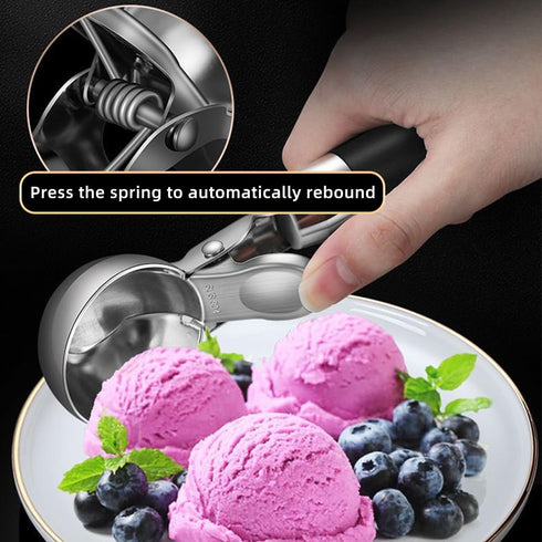 Ice cream scoop,With trigger,Stainless Steel Metal,Sturdy and durable,Useful spooner,Convenient to use,Gift,Set of 3,Dessert spoons used for cake ...