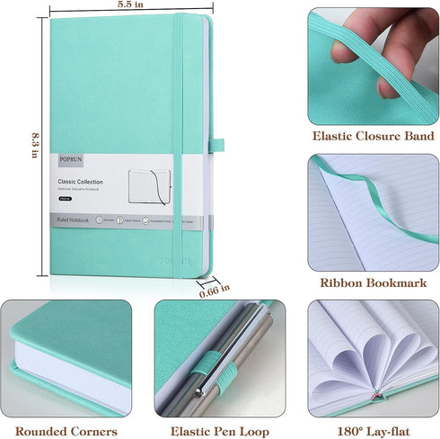 POPRUN A5 Lined Journal Notebooks, Leather Hardcover Thick Notebook for Writing, Business Work, Travel, School, College, 5.5 x 8.3 inch, 240 Pages...