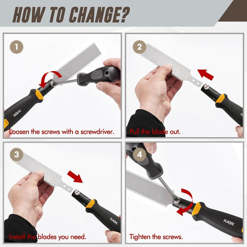 KATA 3-In-1 Multi Blades Janpense Hand Saw, Drywall Saw with TPR Handle, Quick Change Blade Hacksaw for Cutting Drywall, Sheetrock, Wood, Plastic...