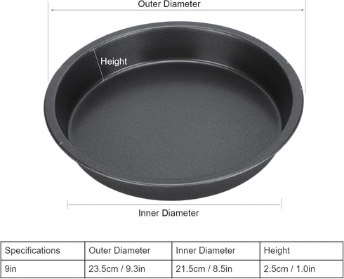 2Pcs Pizza Pan Carbon Steel Non Stick Deep Thickened Food Biscuits Baking Pan Round Pizza Bakeware Sheet Set for Kitchen Bakery Oven(9 in)...