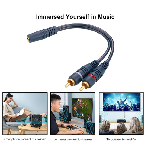 3.5mm Female to 2 RCA Male Stereo Audio Y Cable?2 Pack 9 inches Gold Plated Plug RCA Splitter RCA to AUX Adapter Cables Connection to TV, Computer...