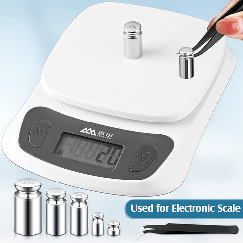 TOODOO 1g 2g 5g 10g 20g Gram Set for Digital Scale Balance and 1 Piece Calibration Weight Tweezer, Silver...