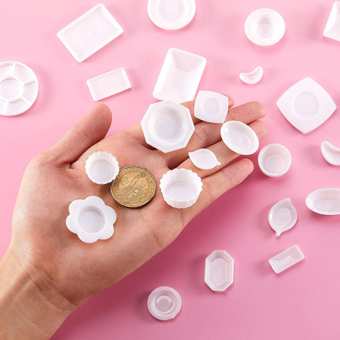 Skylety 33 Pieces 1:12 Dollhouse Miniature Decoration Accessory Dollhouse Miniature Kitchen Tableware Plastic Mini Plate Dishes Cups Bowl Set Micr...