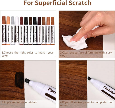 Furniture Repair Kit Wood Markers - Markers and Wax Sticks for Stains, Scratches, Wood Floors, Tables, Desks, Carpenters, Bedposts, Touch Ups, and...