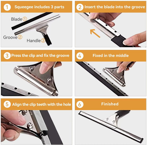 Squeegee Replacement Silicon Rubber Blade for Shower Doors, Window, Glass Cleaning, 41 Inch (Black)...