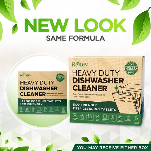 Heavy Duty Dishwasher Cleaner and Deodorizer Tablets, Descaler, Deep Cleaning, Natural Odor and Smell Remover, Calcium, Limescale, Hard Water Mark...
