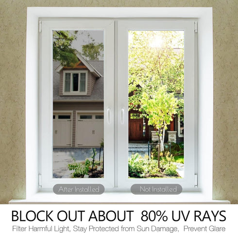 STATINT Privacy Window Film One Way Mirror Glass Tint Heat Control Sun UV Blocking Sliding Door Tinting Reflective Static Cling for Home, Black-Si...