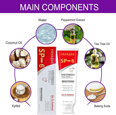 2 Pcs Sp-6 Probiotic Ultra Whitening Toothpaste, Sp 6 Toothpaste, Deep Cleaning Care, Stain Removing, Fresh Breath....