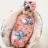 Galabloomer Newborn Receiving Blanket Headband Set Baby Flower Rose Swaddle with big bow (orange)...