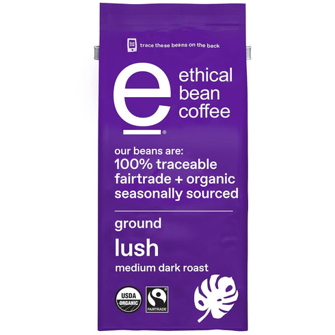 Ethical Bean Fairtrade Organic Coffee, Lush Medium Dark Roast, Ground Coffee Beans- 100% Arabica Coffee (8 oz Bag), 0.5 Pound (Pack of 1)...